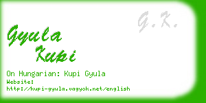 gyula kupi business card